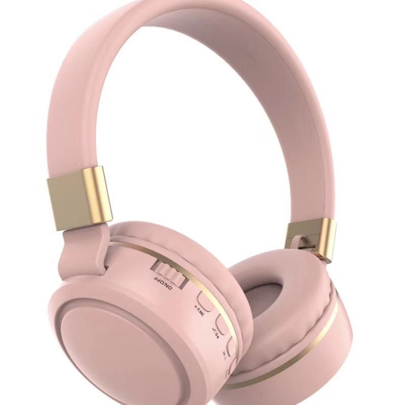 pink T17-High definition Bluetooth V5.0 Wireless Folding Headphones