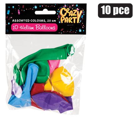 BALLOONS HELIUM 10PC MIX COLOURS F-01