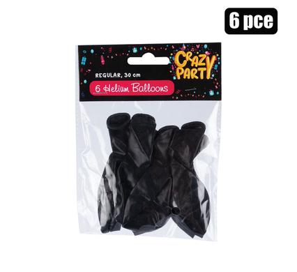 BALLOONS HELIUM 6PC BLACK F-01