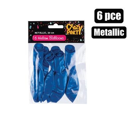BALLOONS HELIUM 6PC METALLIC BLUE F-01