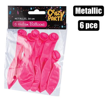 BALLOONS HELIUM 6PC METALLIC PINK F-01