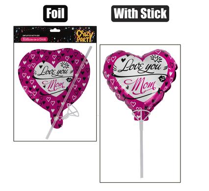 BALLOON W/STICK AIR INFLATE MOM ASSTD