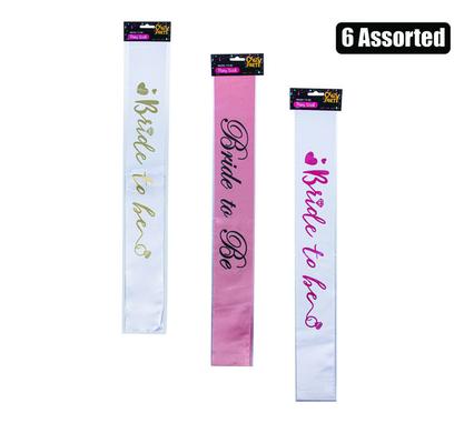 PARTY SASH BRIDE TO BE ASSTD