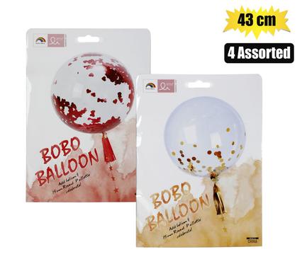 BALLOON HELIUM CLEAR GLITTER 45cm F-01