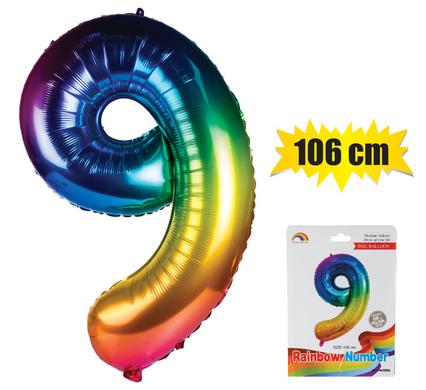 BALLOON HELIUM FOIL RAINBOW 9 106cm F-04