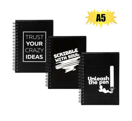 NOVELTY SPIRAL NOTEBOOK W/ENG WORDS A5