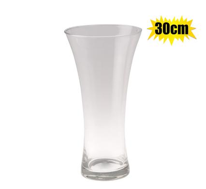 VASE GLASS FLORIST CONCAVE 30CM CLEAR