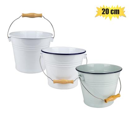 BUCKET ENAMEL 20cm WITH HANDLE