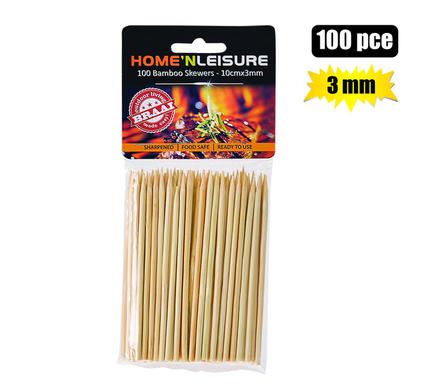 SKEWERS BAMBOO 10cm 100PCE 3mm H&L