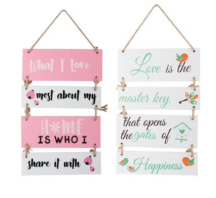 PLAQUE MDF 4 SIGNS W/ROPE 2-ASSTD