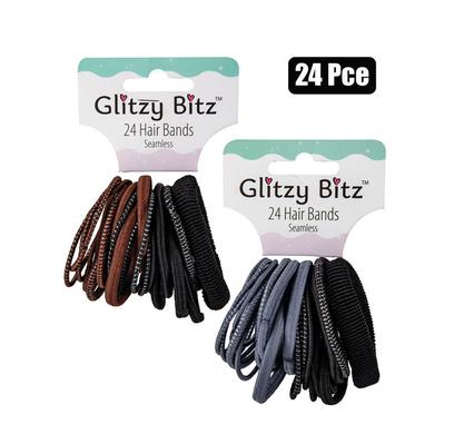 HAIR BAND ELASTIC 24PC NO JOIN ASTD DARK