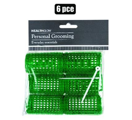 HAIR CURLERS PL 6PC LARGE GREEN