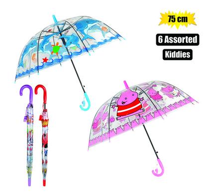 UMBRELLA KIDDIES 8-RIB 4-ASSTD 75cm DIA