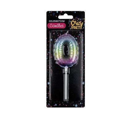 CANDLES BIRTHDAY BALLOON-0 RAINBOW 5cm