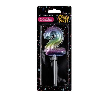 CANDLES BIRTHDAY BALLOON-2 RAINBOW 5cm
