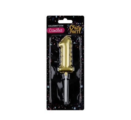 CANDLES BIRTHDAY BALLOON NO.1-GLD 5cm