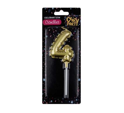 CANDLES BIRTHDAY BALLOON NO.4-GLD 5cm