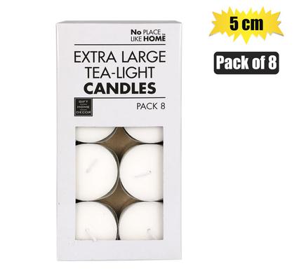 CANDLE TEA-LIGHT WHITE 5cm LARGE BOX-8