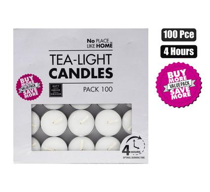 CANDLE TEA-LIGHT WHITE 3.5CM BOX-100
