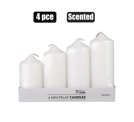 CANDLE-SET 4PC MINI PILLARS ASTD SCENTED