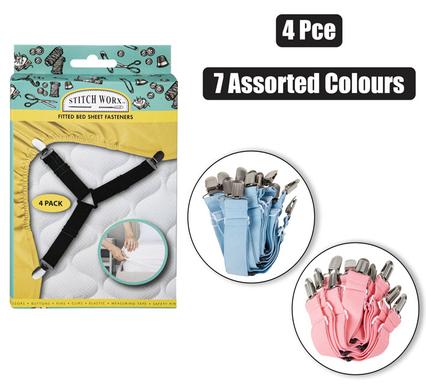 FITTED SHEET FASTENERS 4PCE ASSORTED