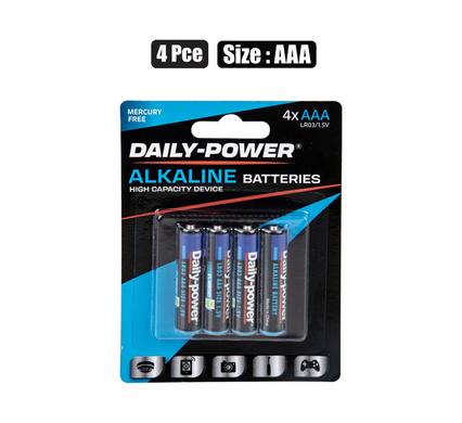 BATTERIES ALKALINE SIZE:AAA 4PCE BLISTER