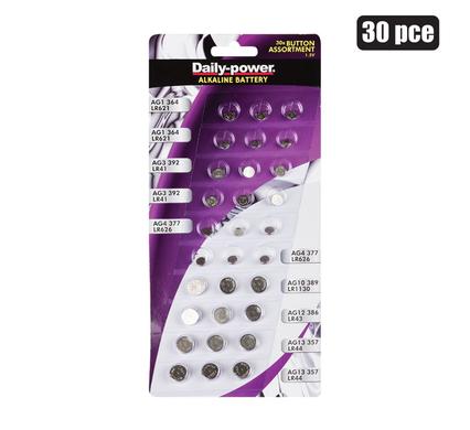 BATTERIES ALKALINE 1.5V 30PCE ASSTD