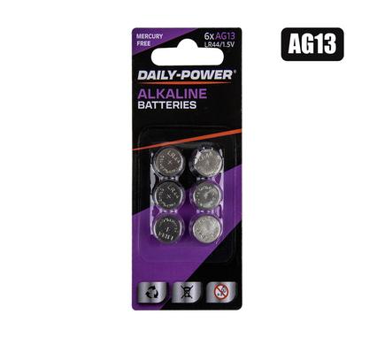 BATTERIES BUTTON AG-13 CARD-OF-6