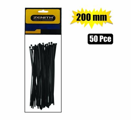 CABLE-TIES 4.8x200mm BLACK 50's ZENITH