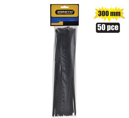 CABLE-TIES 4.8x300mm BLACK 50'S ZENITH