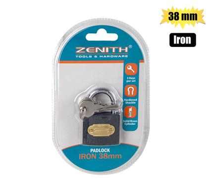 PADLOCK ZENITH IRON 38mm CARDED