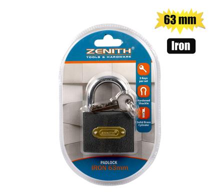 PADLOCK ZENITH IRON 63mm CARDED
