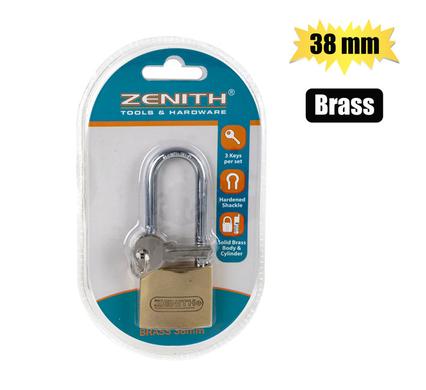 PADLOCK ZENITH BRASS 38mm LONG-SHKL BLS
