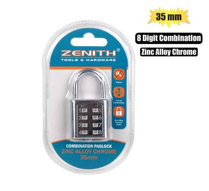 PADLOCK COMBINATION 35mm 8-DIGIT ZENITH