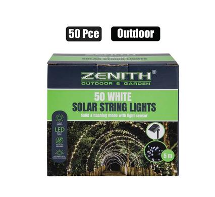 SOLAR GARDEN LIGHT STRING WHITE 50'S