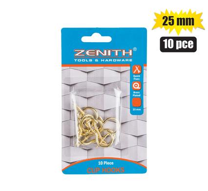 CUP-HOOKS BRASS-PL 25mm 10PCE ZENITH