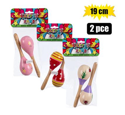 MUSICAL WOODEN 2PC MARACAS 19cm
