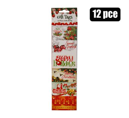 XMAS STATIONERY GIFT TAG 12PC