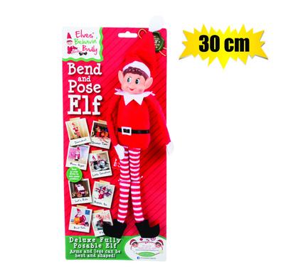 XMAS ELF NAUGHTY ELF POSEABLE 30cm