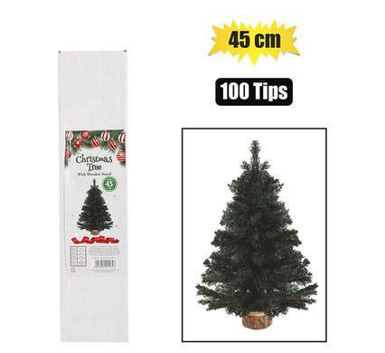 XMAS TREE 45cm WOODEN STAND (100 TIPS)