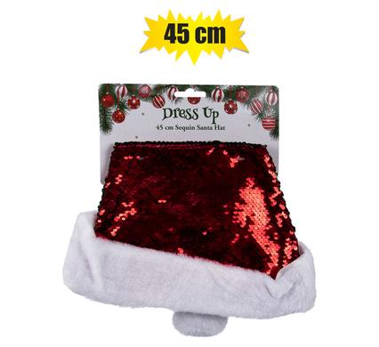 XMAS DRESS UP SEQUIN SANTA HAT 30x45cm