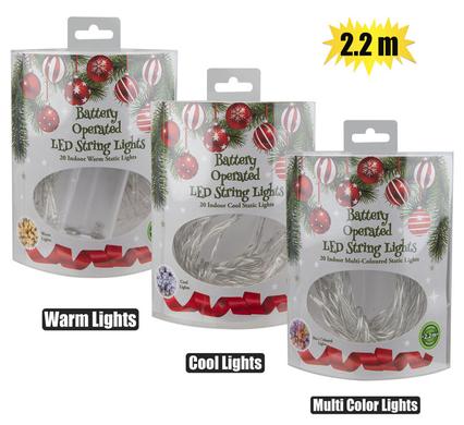 XMAS LIGHTS B/O IN 20LED 2.2m ASSTD