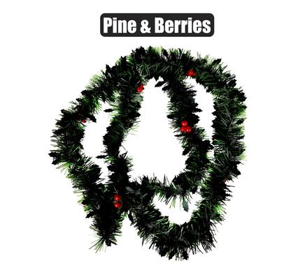 XMAS GARLAND TINSEL PINE&BERRIES