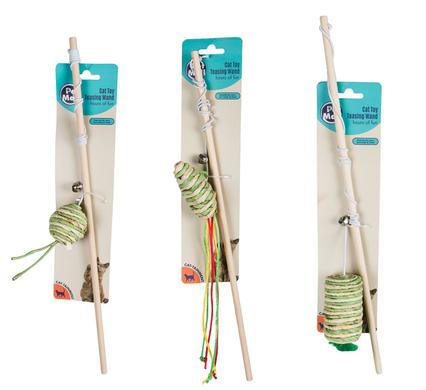 PET CAT TOY TEASING WAND ASSTD
