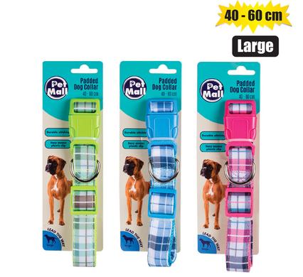 PET DOG COLLAR TARTAN 40-60cm LARGE