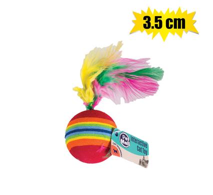 PET CAT TOY BALL W/FEATHERS 3.5cm PDQ