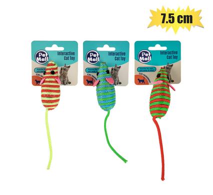 PET CAT TOY CORDED MOUSE 7.5cm