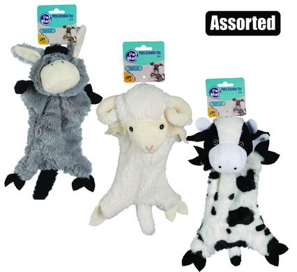 PET PUPPY TOY FARM ANIMAL CRINKLE ASST