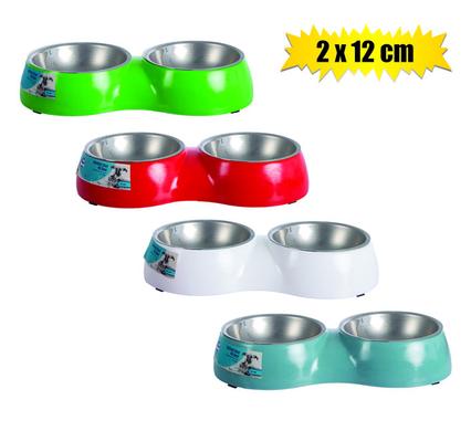 PET DOG/CAT BOWL PL+S/S 12cm DOUBLE
