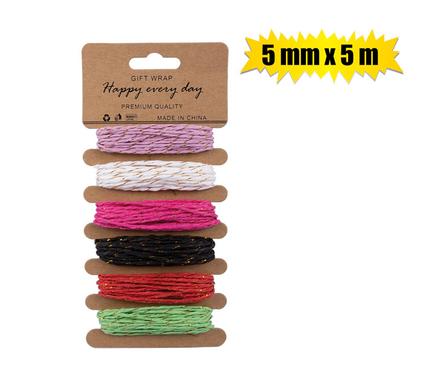 PAPER RAFFIA 6 ASSTD COLORS 5mmx5m